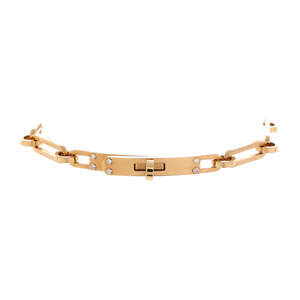 Hermes Small Kelly Chaine Bracelet 18K Yellow Gold with Diamonds